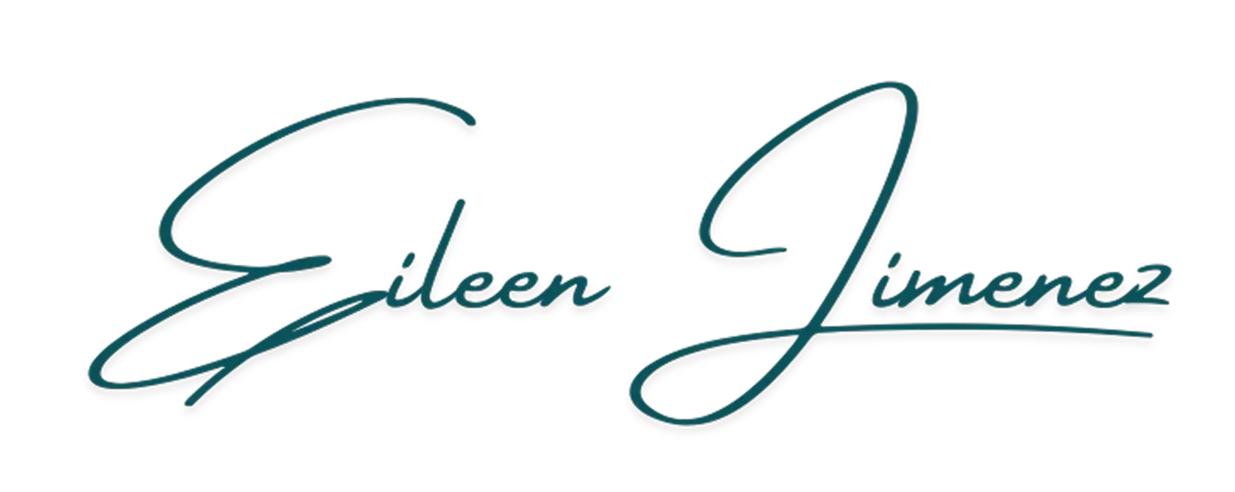 Eileen Jimenez written in flowing teal cursive script on a white background